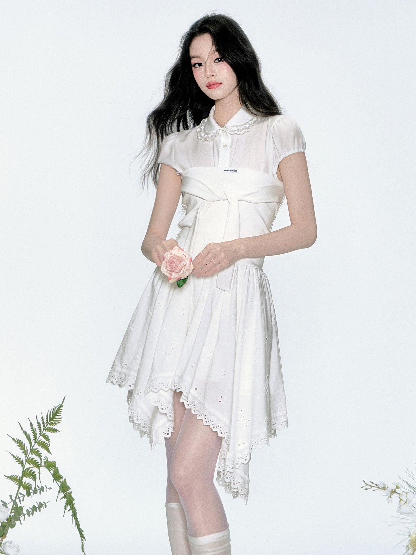 Asymmetric Hem Lace Tube Dress