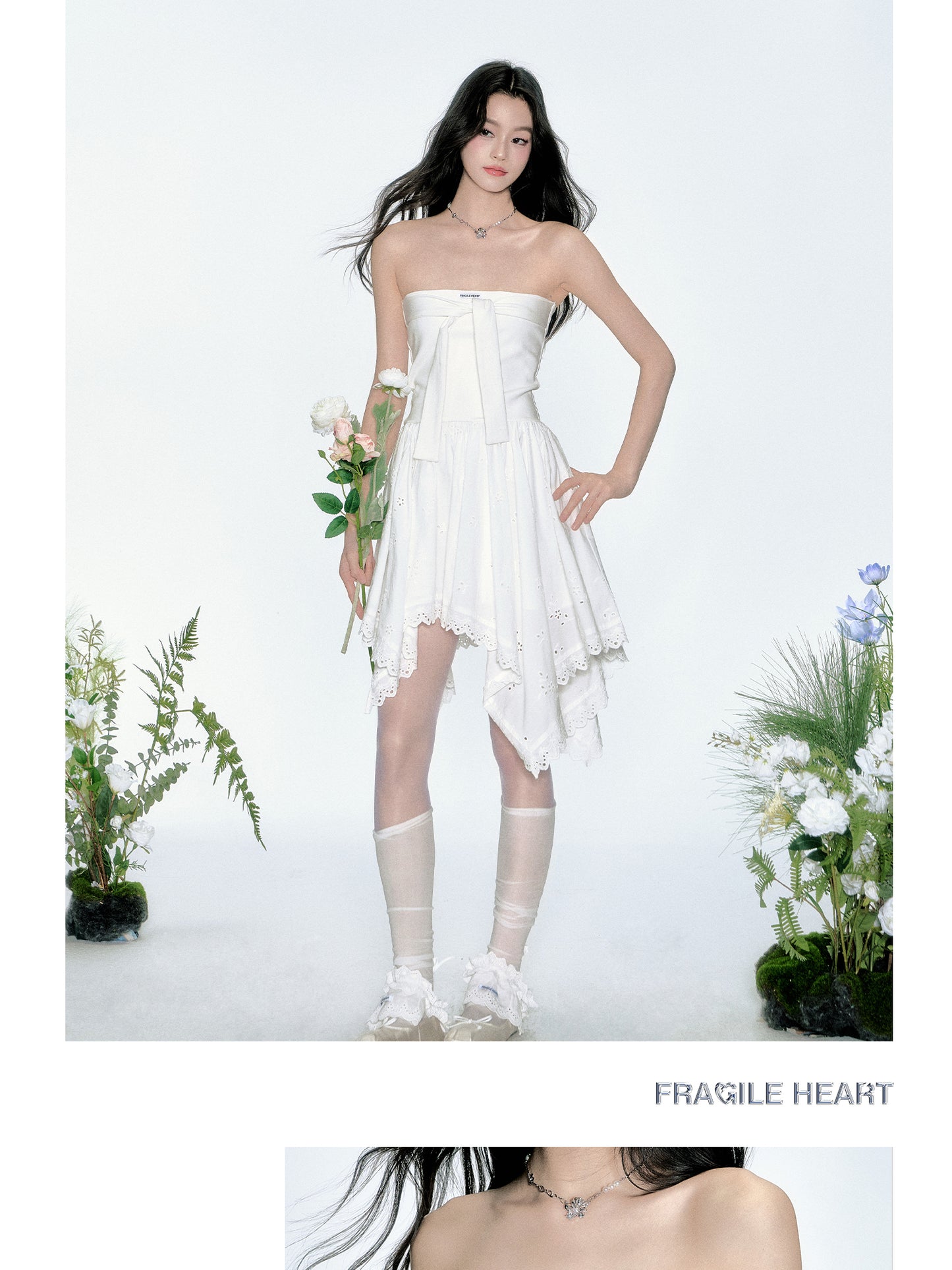 Asymmetric Hem Lace Tube Dress