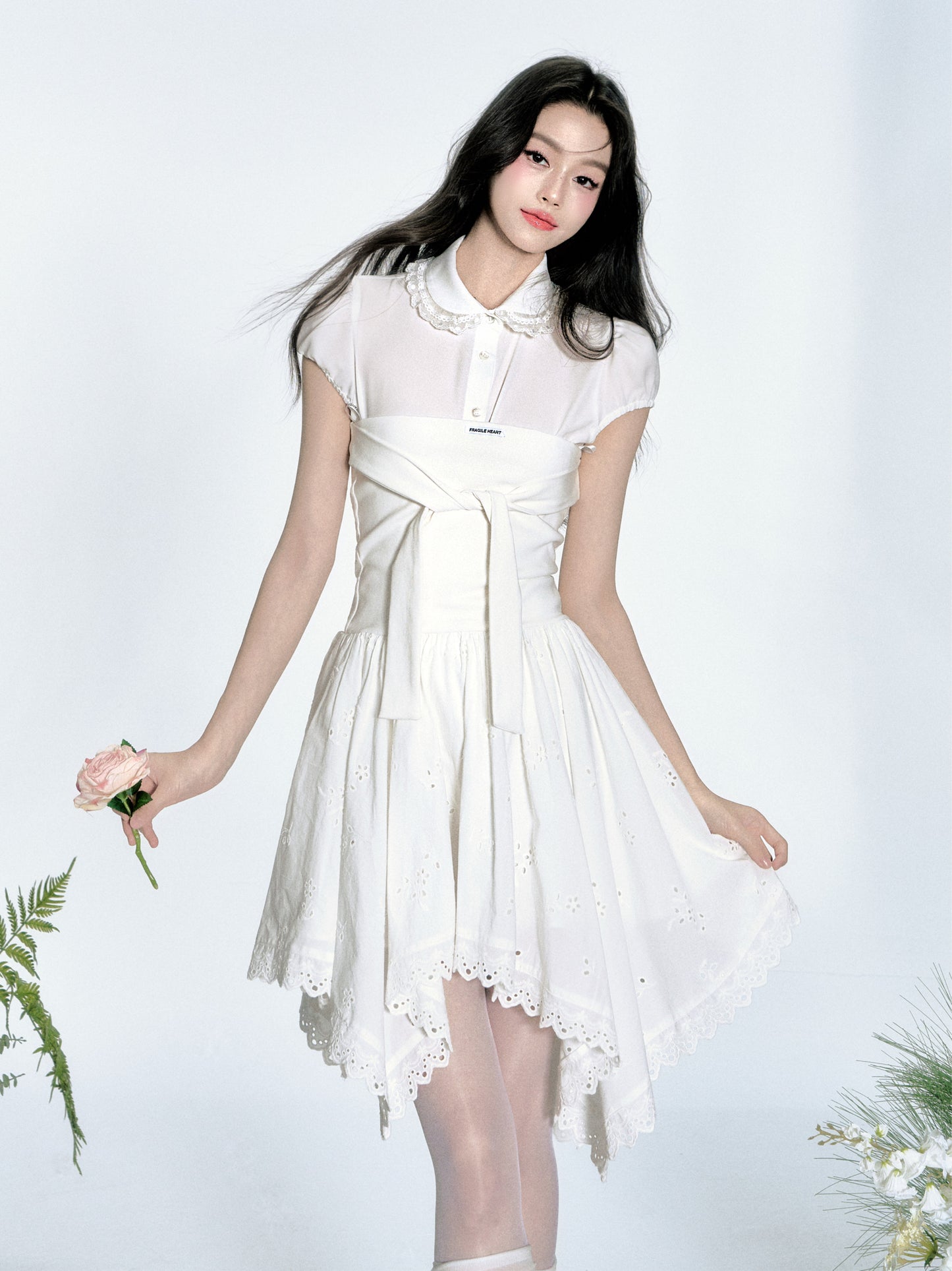 Asymmetric Hem Lace Tube Dress