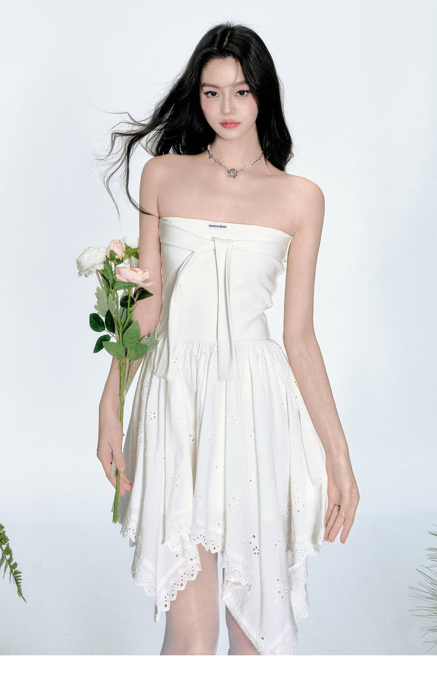 Asymmetric Hem Lace Tube Dress