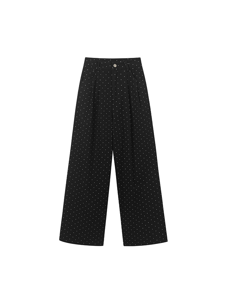 High-Waist Polka Dot Wide-Leg Pants