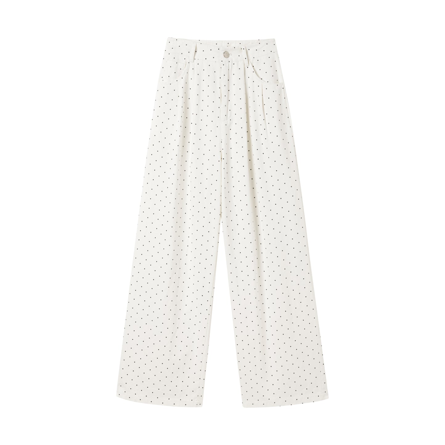 High-Waist Polka Dot Wide-Leg Pants