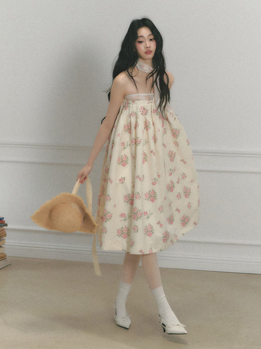 Two-Way Floral Tube Dress & Matching Scarf