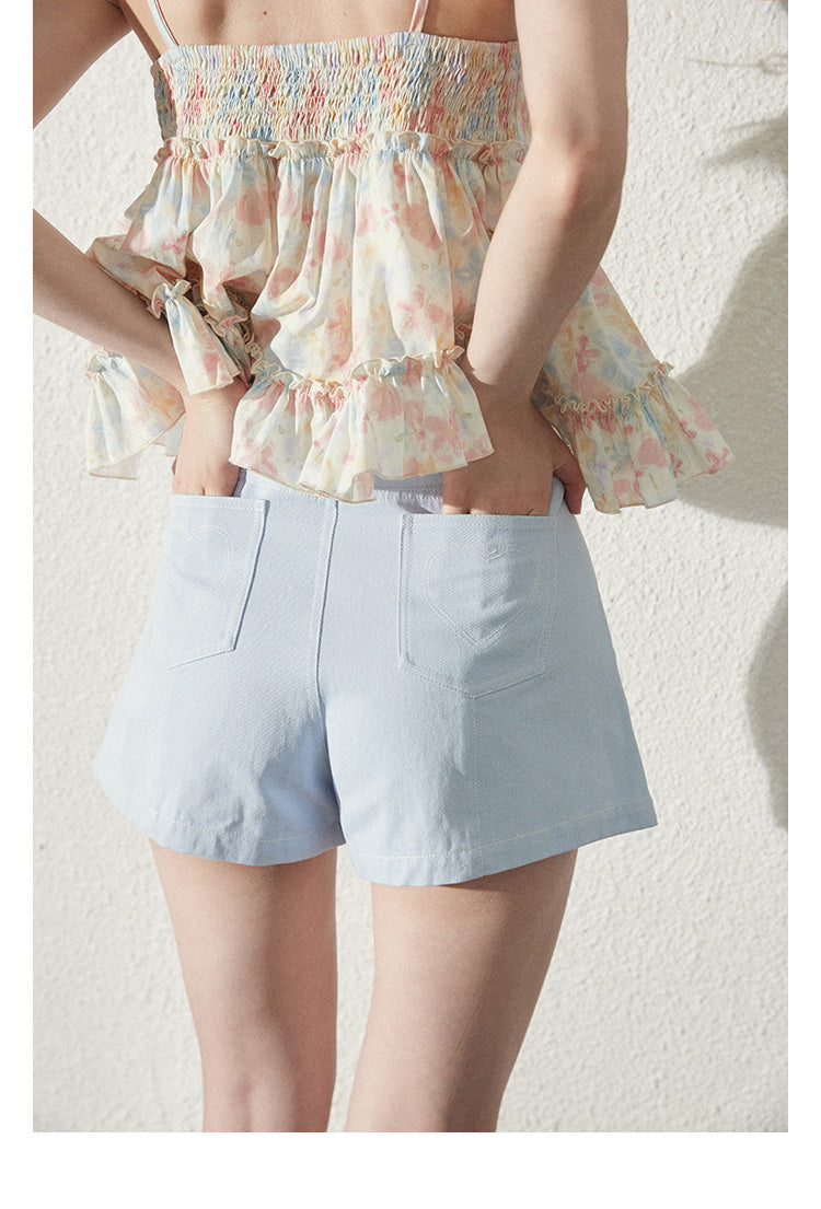 Heart Pocket A-Line Casual Shorts