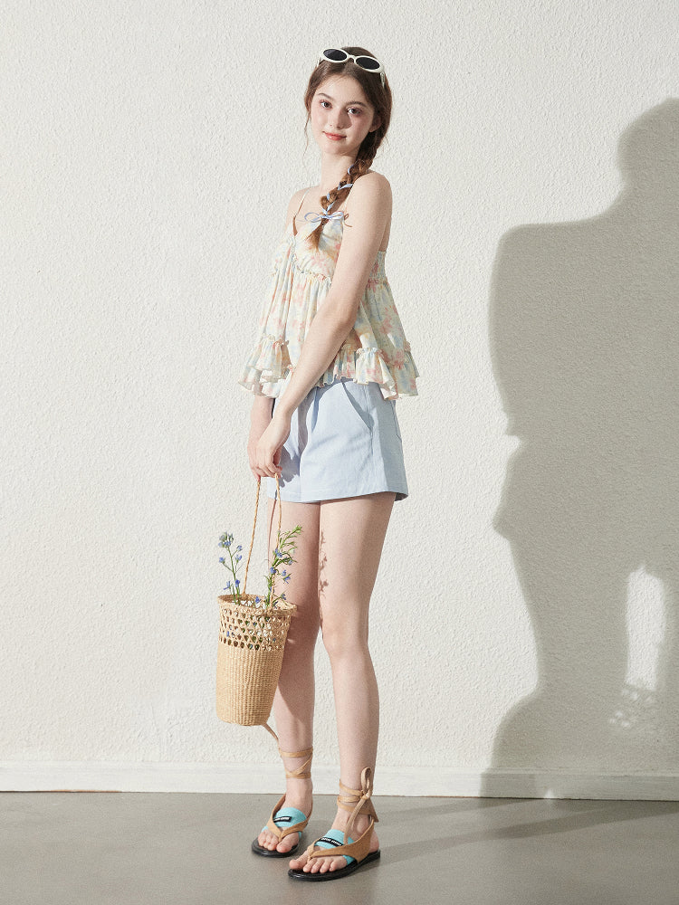 Heart Pocket A-Line Casual Shorts