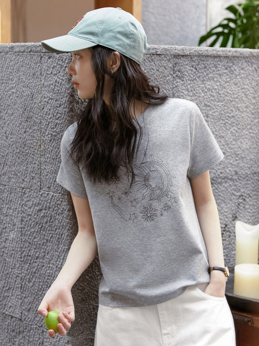 Rhinestone Embroidered T-Shirt