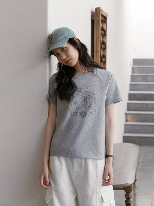 Rhinestone Embroidered T-Shirt