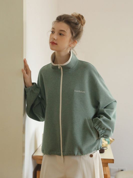 Stand Collar Zip-Up Sweat Top