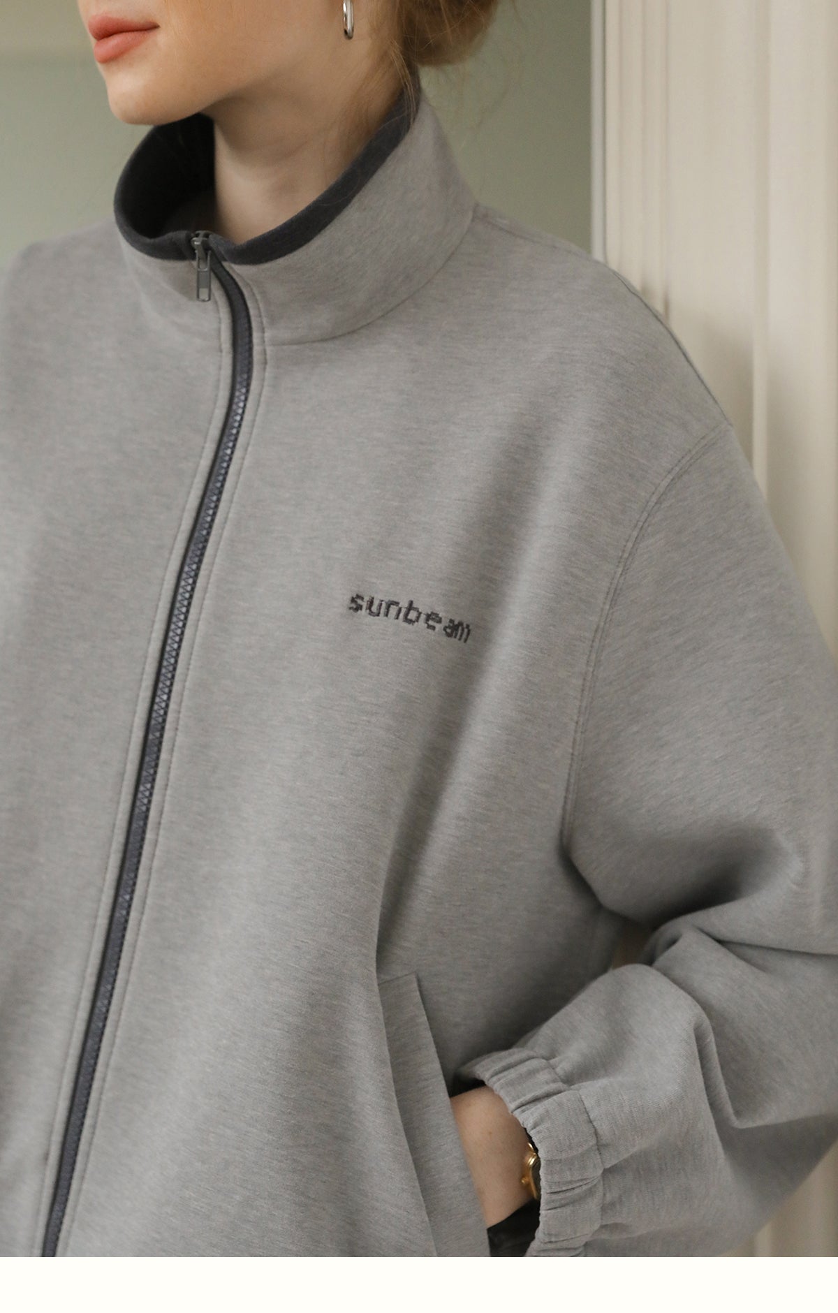 Stand Collar Zip-Up Sweat Top