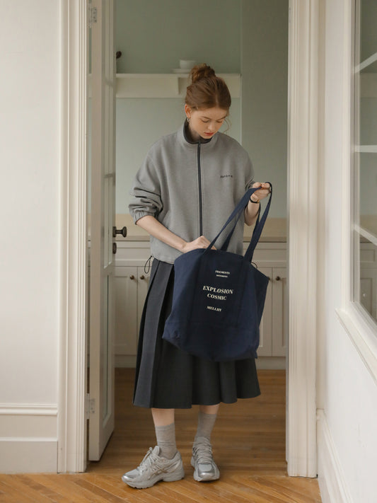 Stand Collar Zip-Up Sweat Top