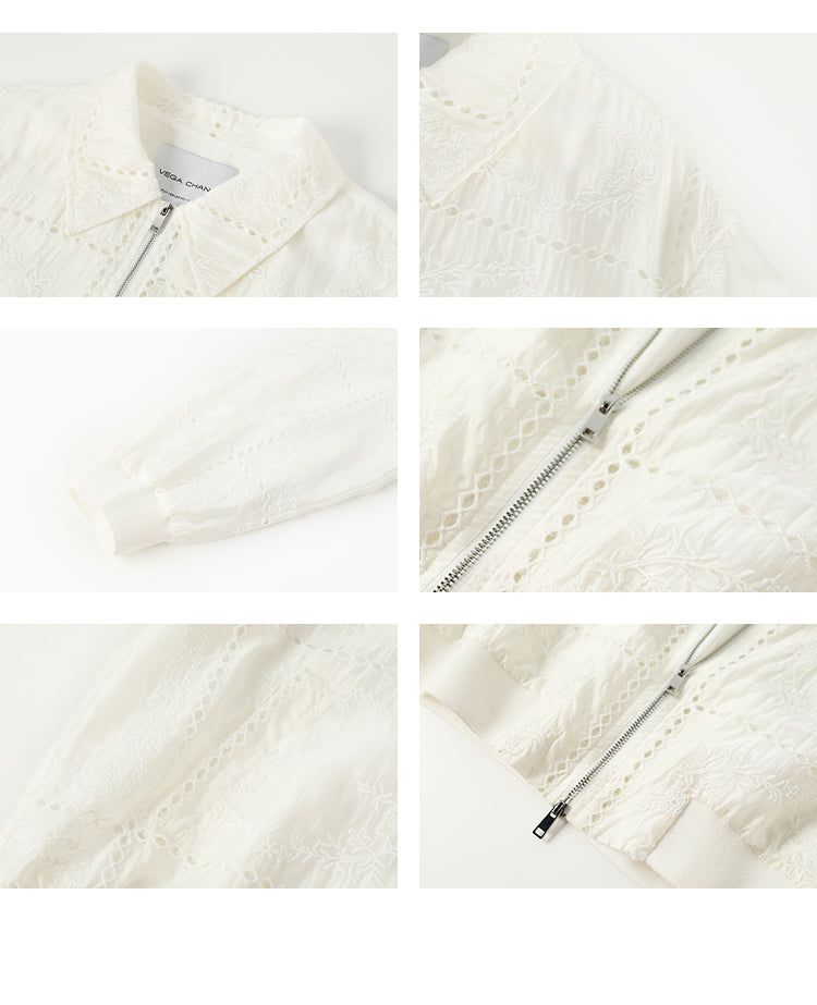 Floral Embroidered Zip-Up Jacket