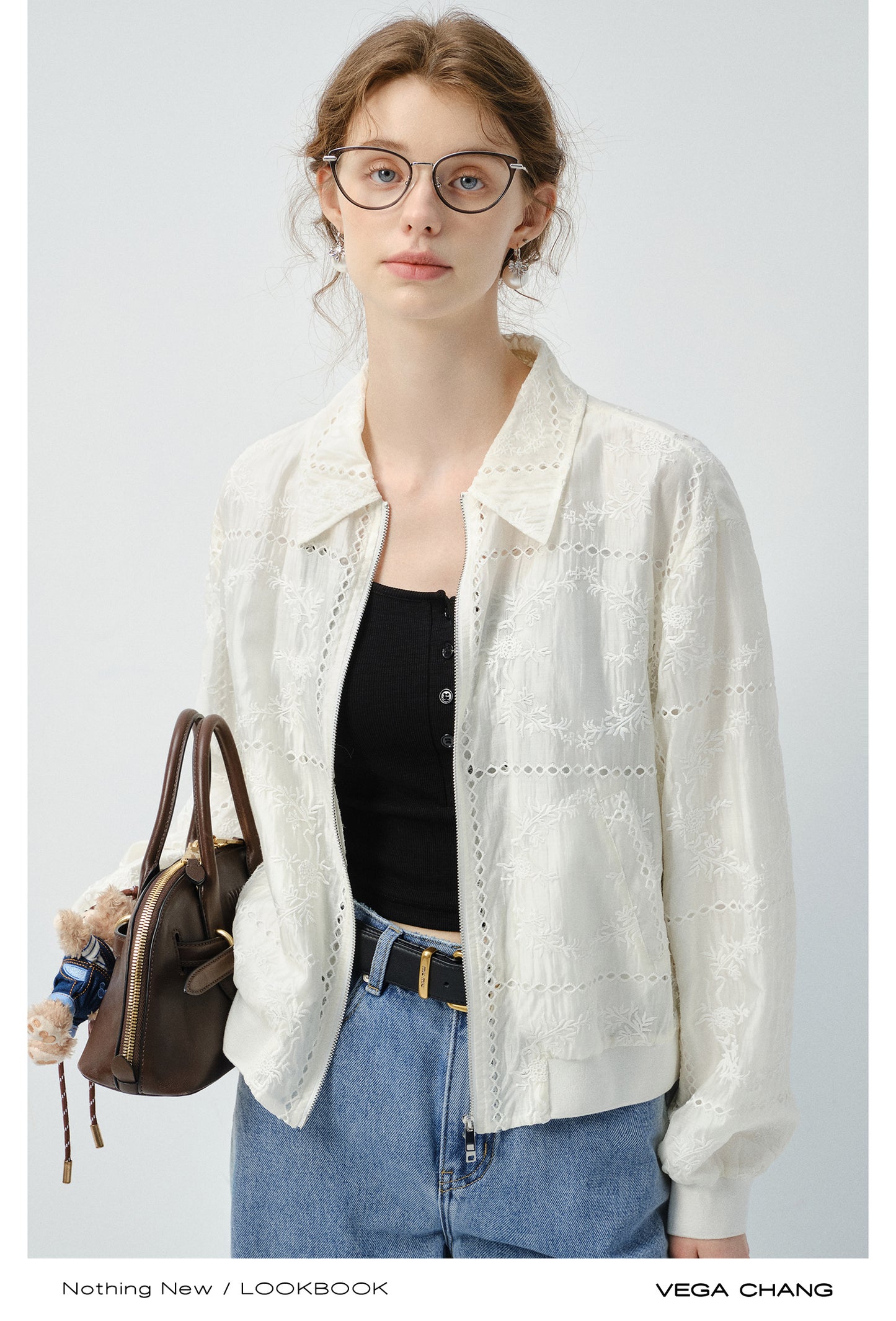 Floral Embroidered Zip-Up Jacket