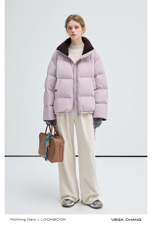 Side Lace-Up White Duck Down Puffer Jacket