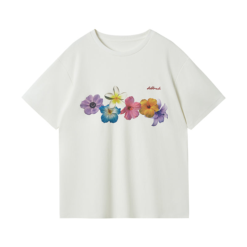 Cotton T-Shirt With Flower Print