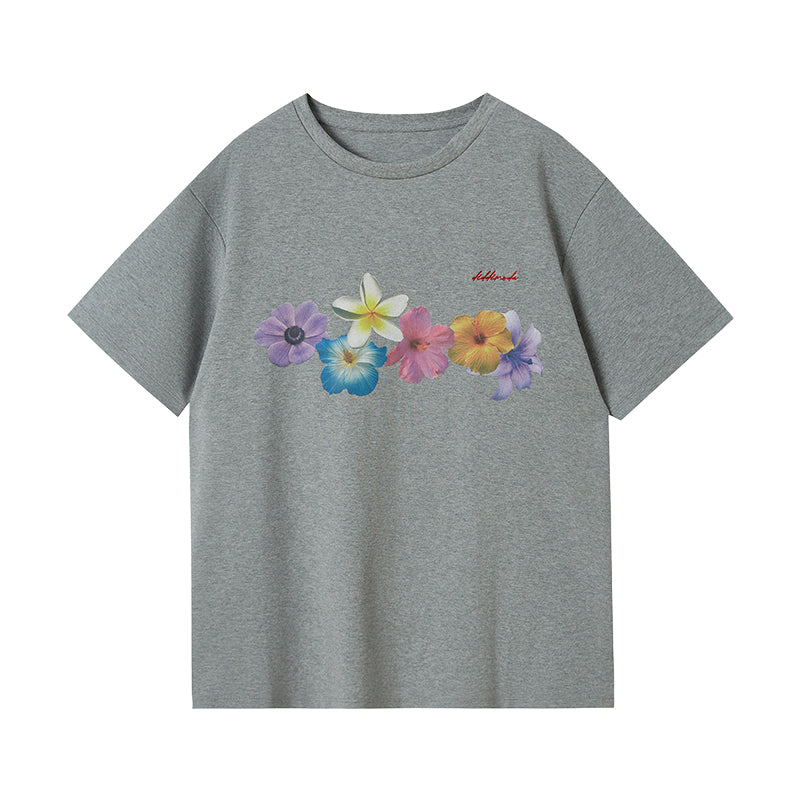 Cotton T-Shirt With Flower Print