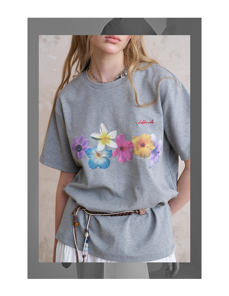 Cotton T-Shirt With Flower Print