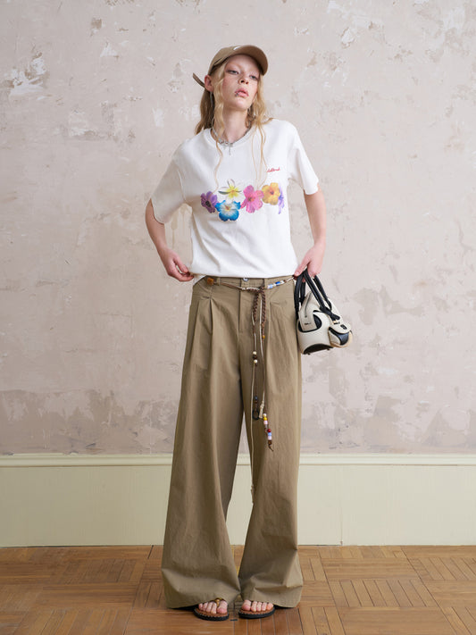 Cotton T-Shirt With Flower Print