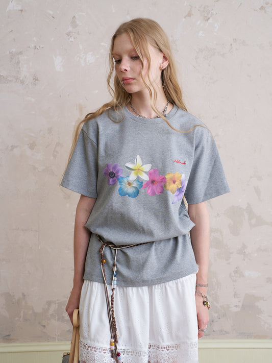 Cotton T-Shirt With Flower Print