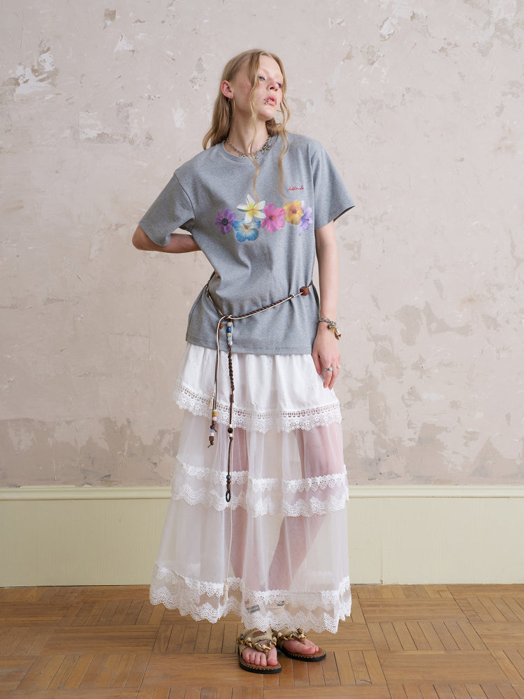 Cotton T-Shirt With Flower Print