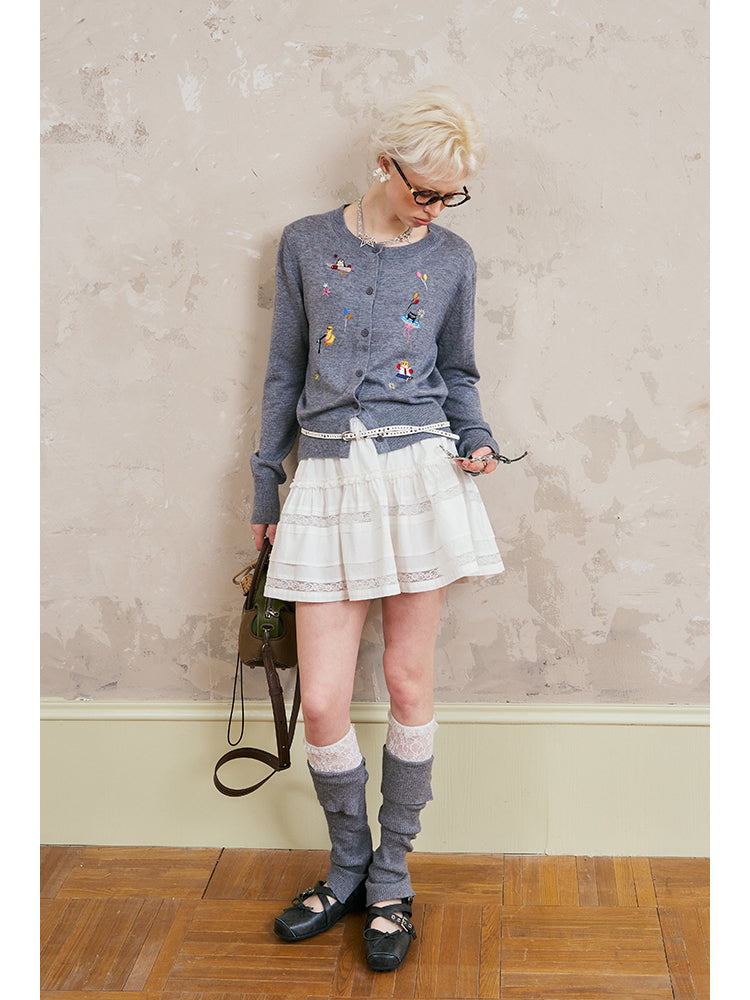 Playful Animal Embroidered Cardigan