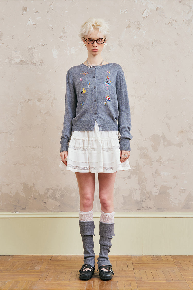 Playful Animal Embroidered Cardigan