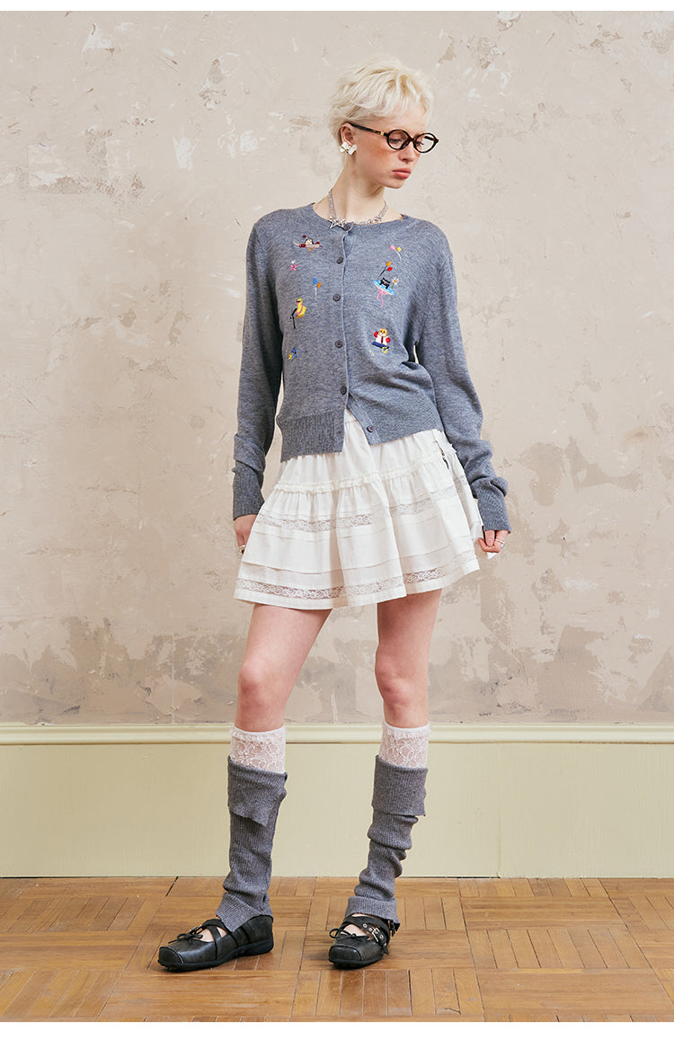 Playful Animal Embroidered Cardigan