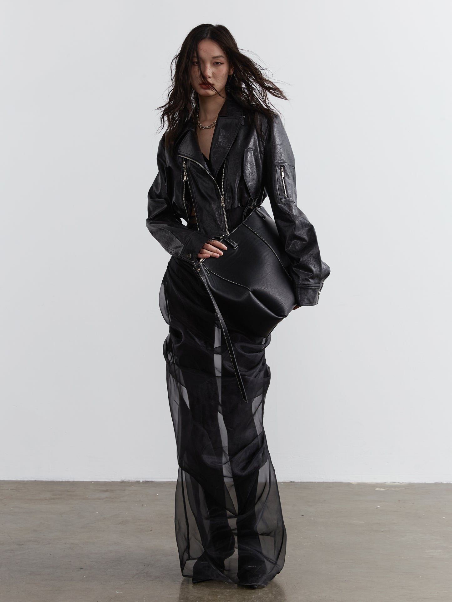 2-Piece Skirt Set With Structured Sheer Overlay