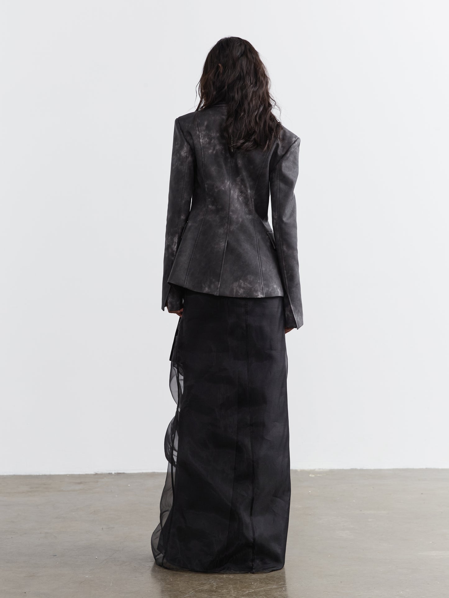 2-Piece Skirt Set With Structured Sheer Overlay