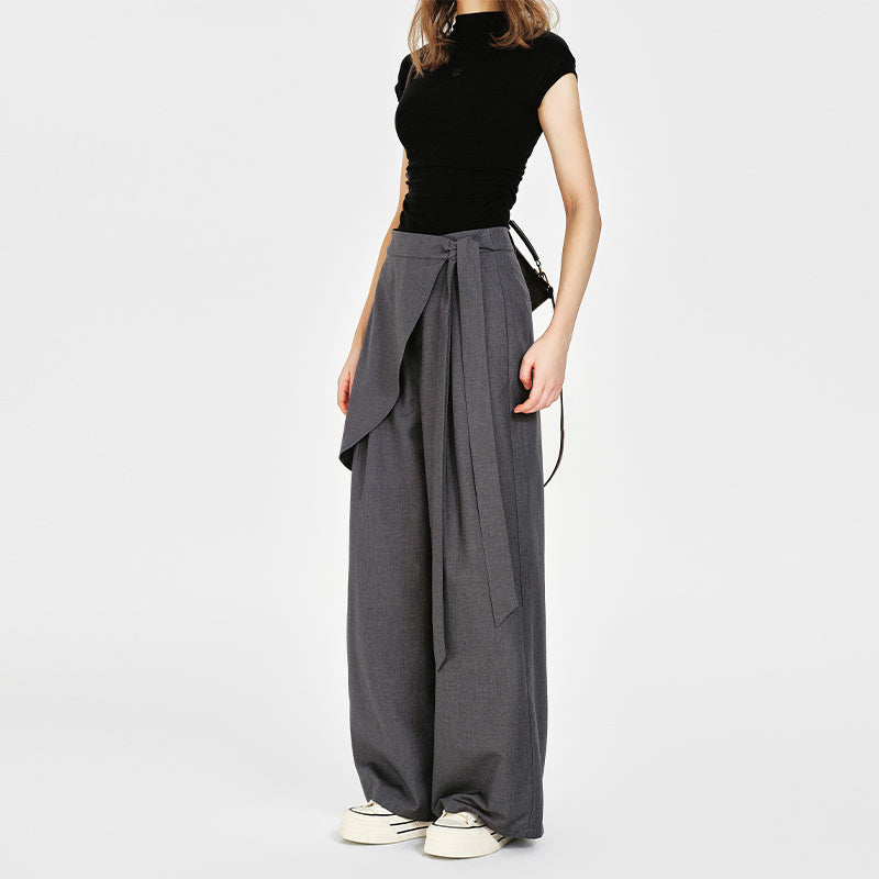 Asymmetrical Overlay Wide-Leg Pants