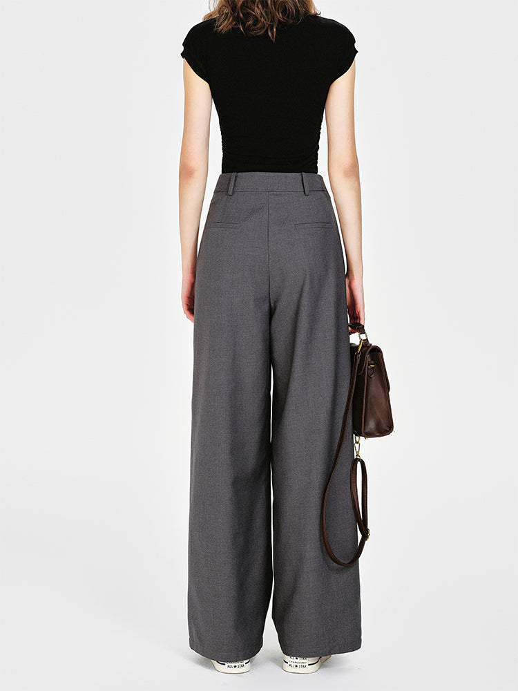 Asymmetrical Overlay Wide-Leg Pants