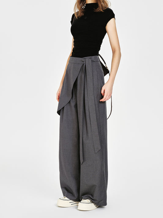 Asymmetrical Overlay Wide-Leg Pants