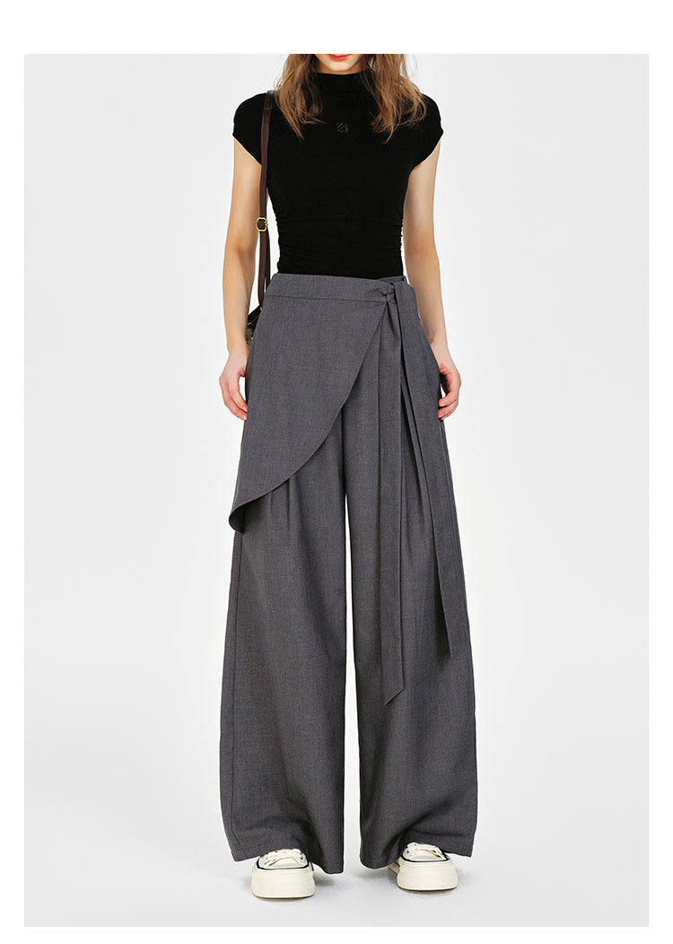 Asymmetrical Overlay Wide-Leg Pants