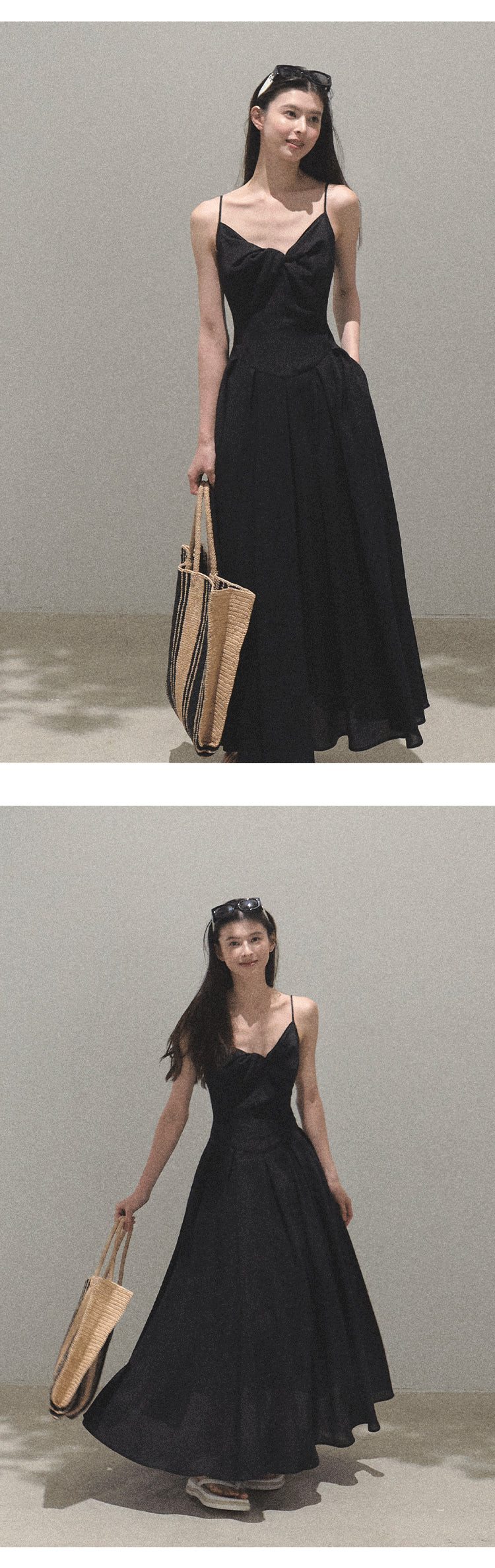 Twisted Front Textured Cami Dress
