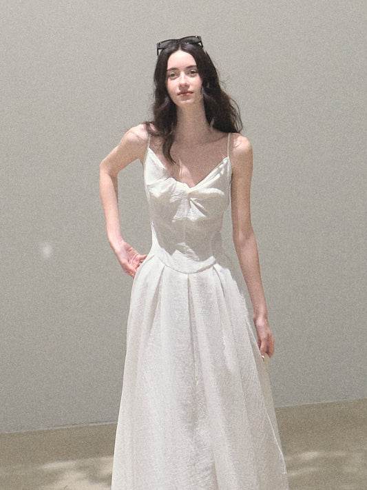 Twisted Front Textured Cami Dress