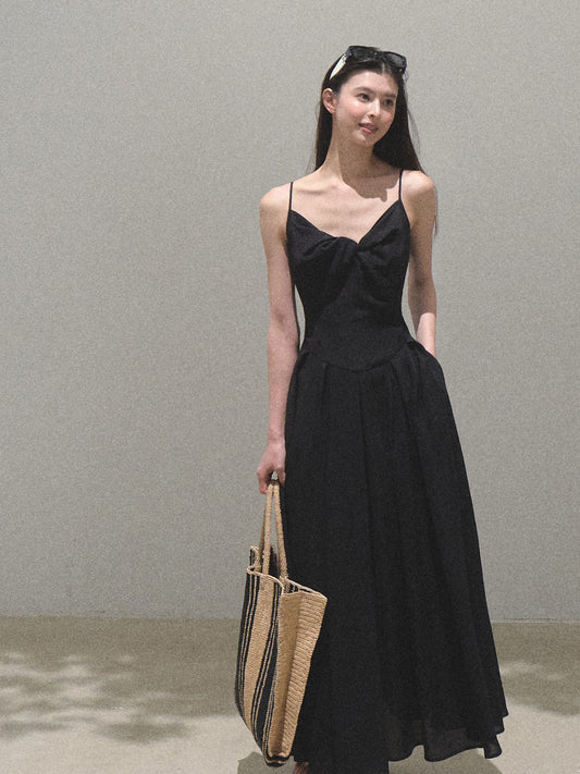 Twisted Front Textured Cami Dress