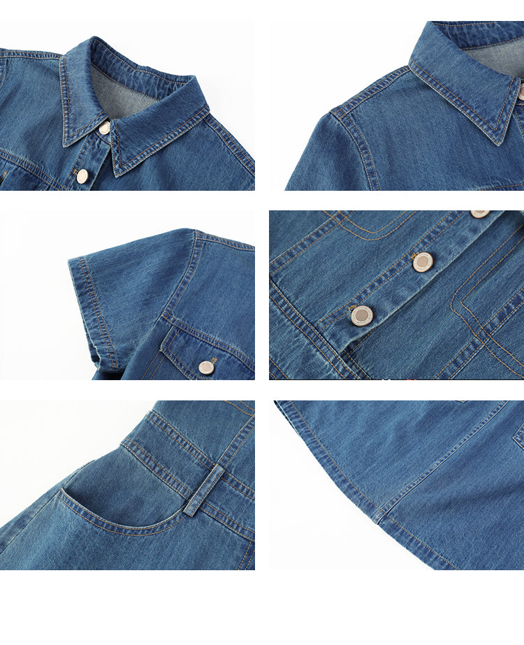 Slim Fit Belted Denim Mini Dress