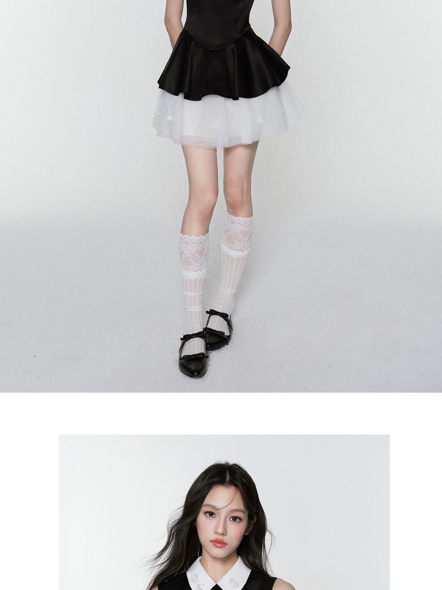 Tulle Underlayer Satin Dress With Sequin Details