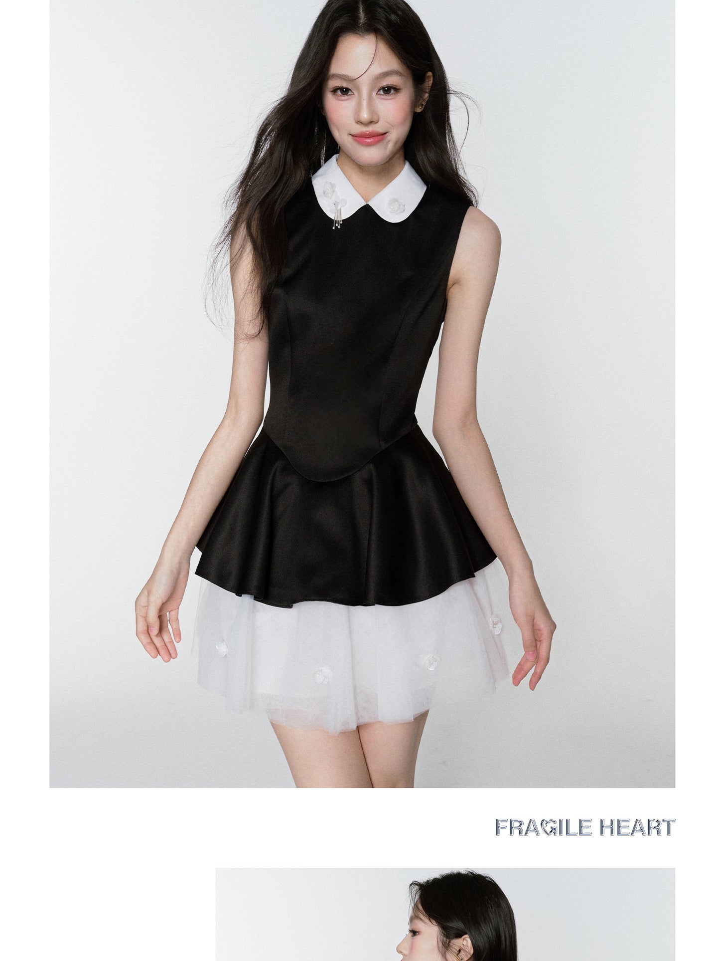 Tulle Underlayer Satin Dress With Sequin Details