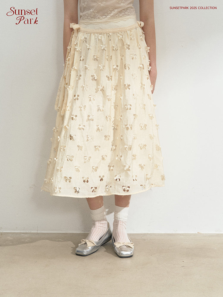 Floral Cut-Out Yoke Skirt