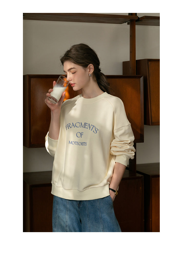 Relaxed Fit Letter Embroidery Sweatshirt