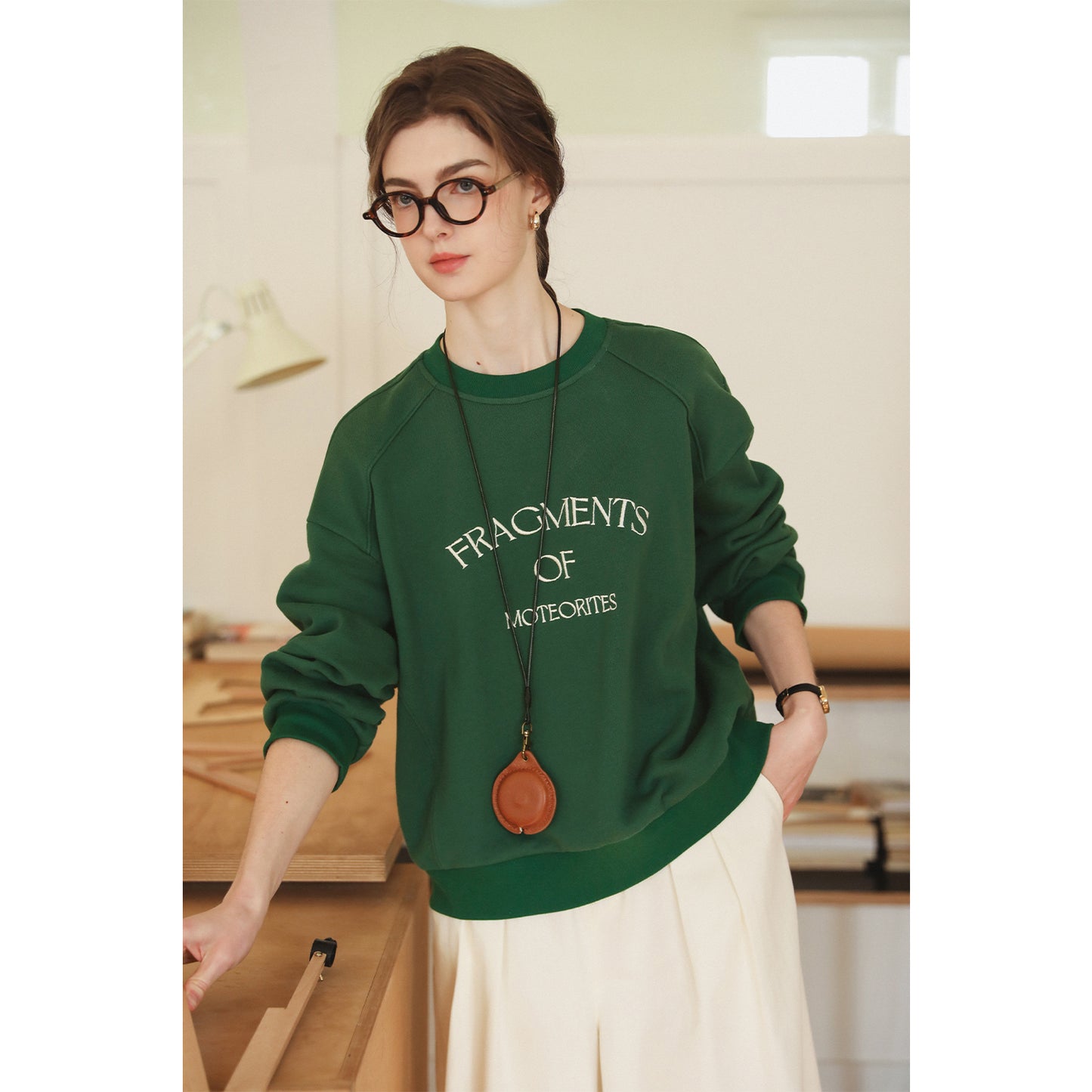 Relaxed Fit Letter Embroidery Sweatshirt