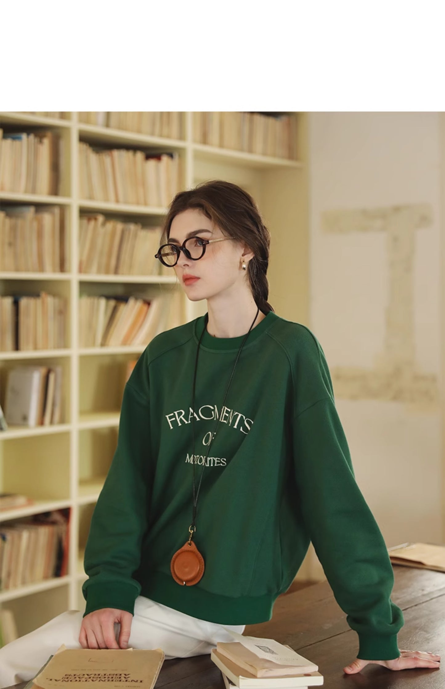 Relaxed Fit Letter Embroidery Sweatshirt