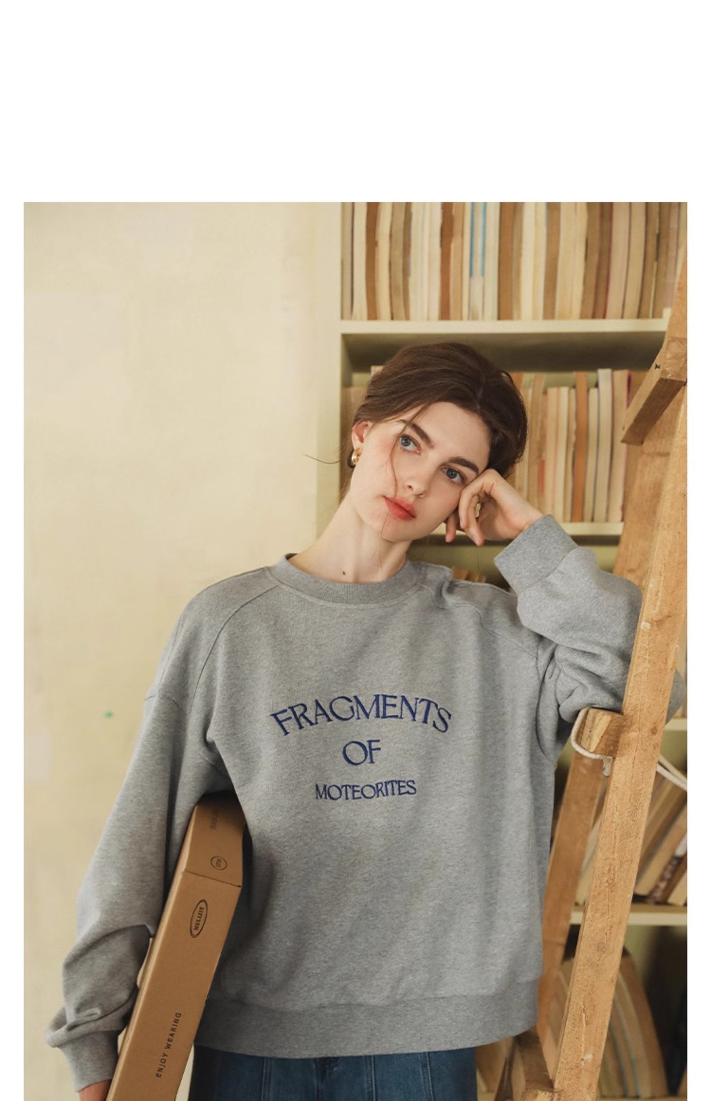 Relaxed Fit Letter Embroidery Sweatshirt