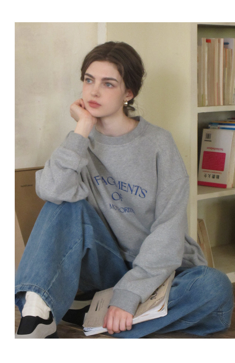 Relaxed Fit Letter Embroidery Sweatshirt