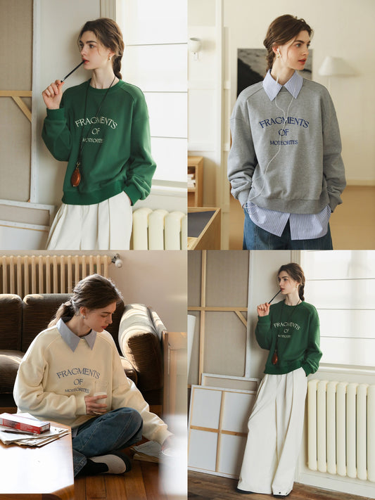 Relaxed Fit Letter Embroidery Sweatshirt