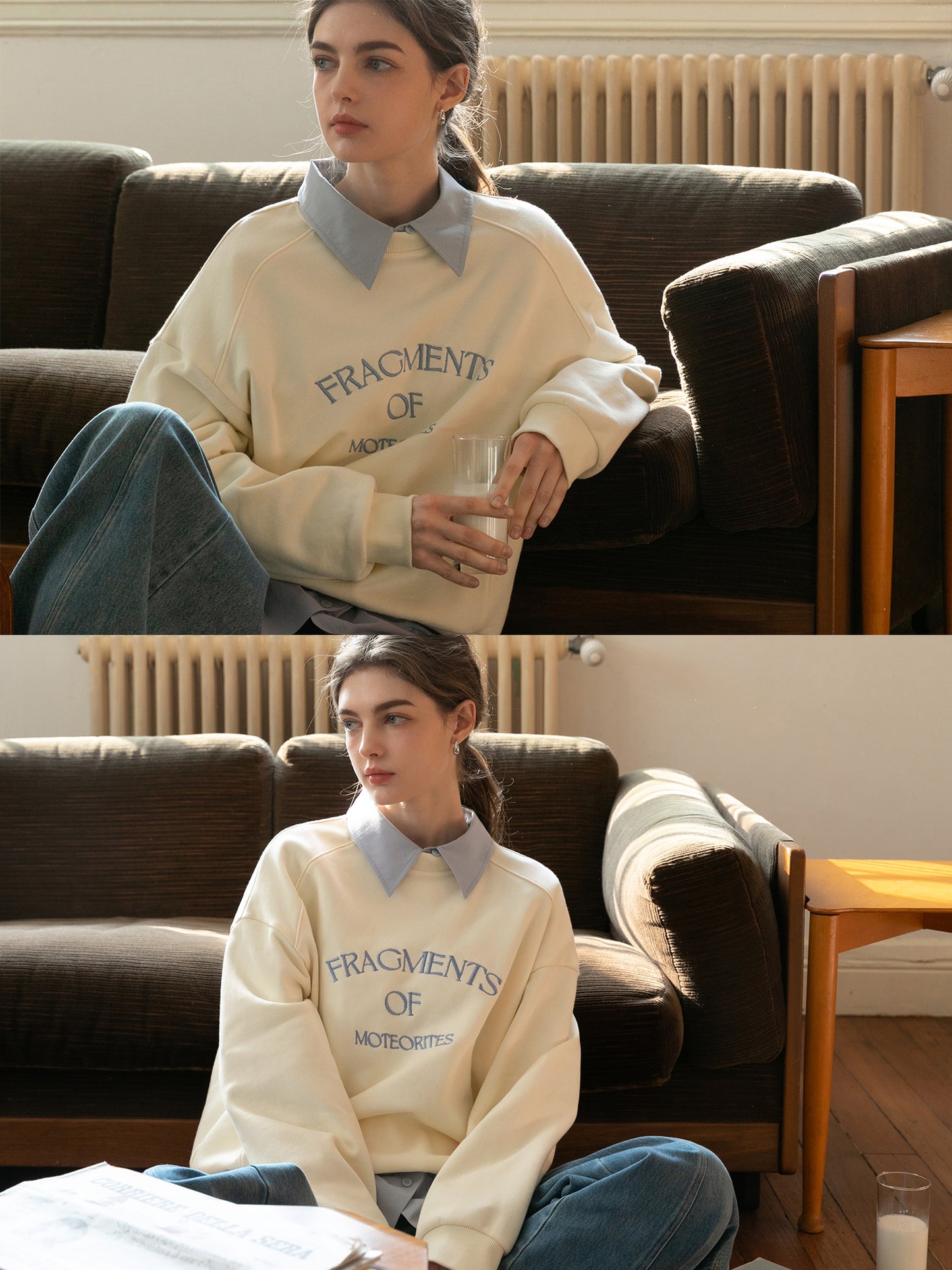 Relaxed Fit Letter Embroidery Sweatshirt