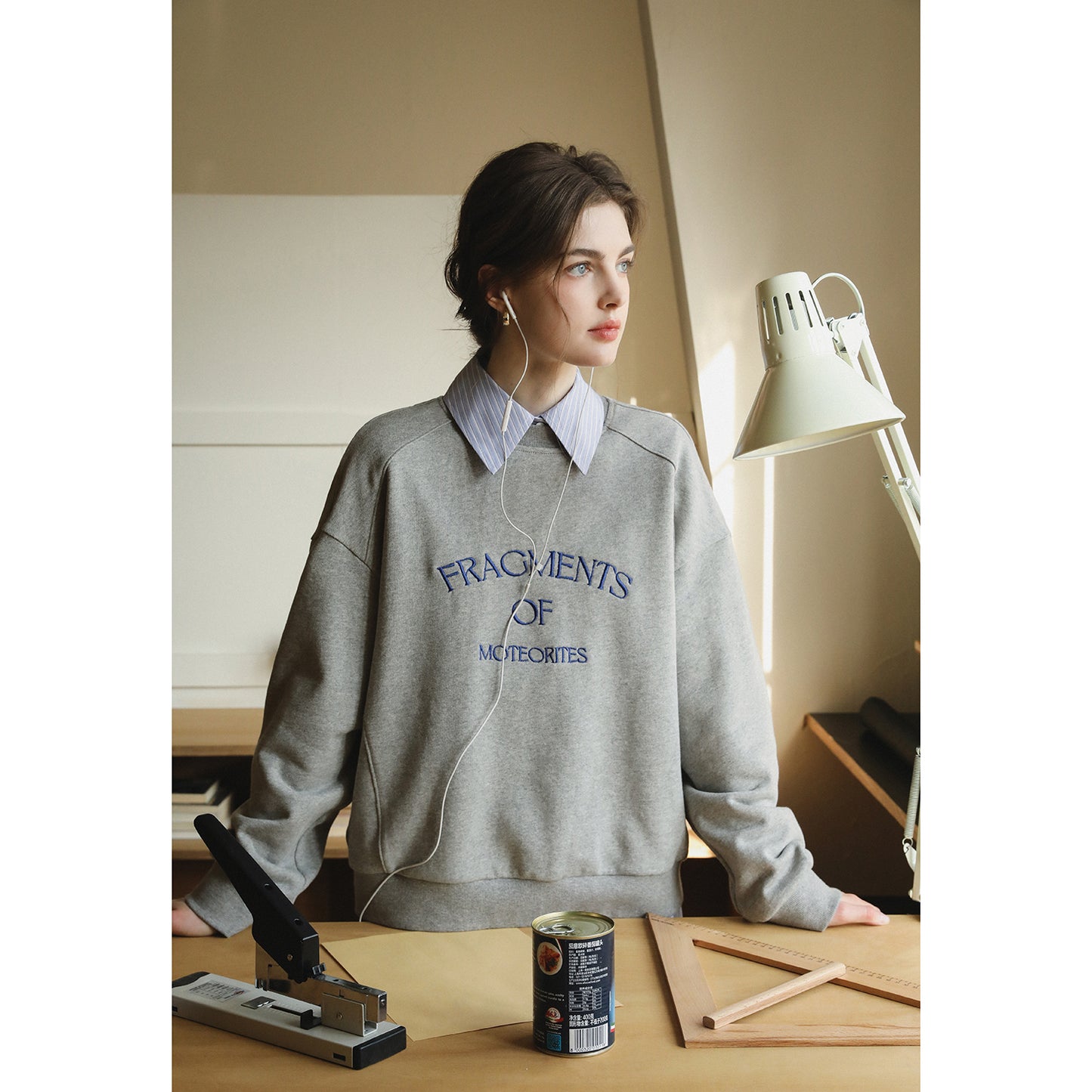 Relaxed Fit Letter Embroidery Sweatshirt