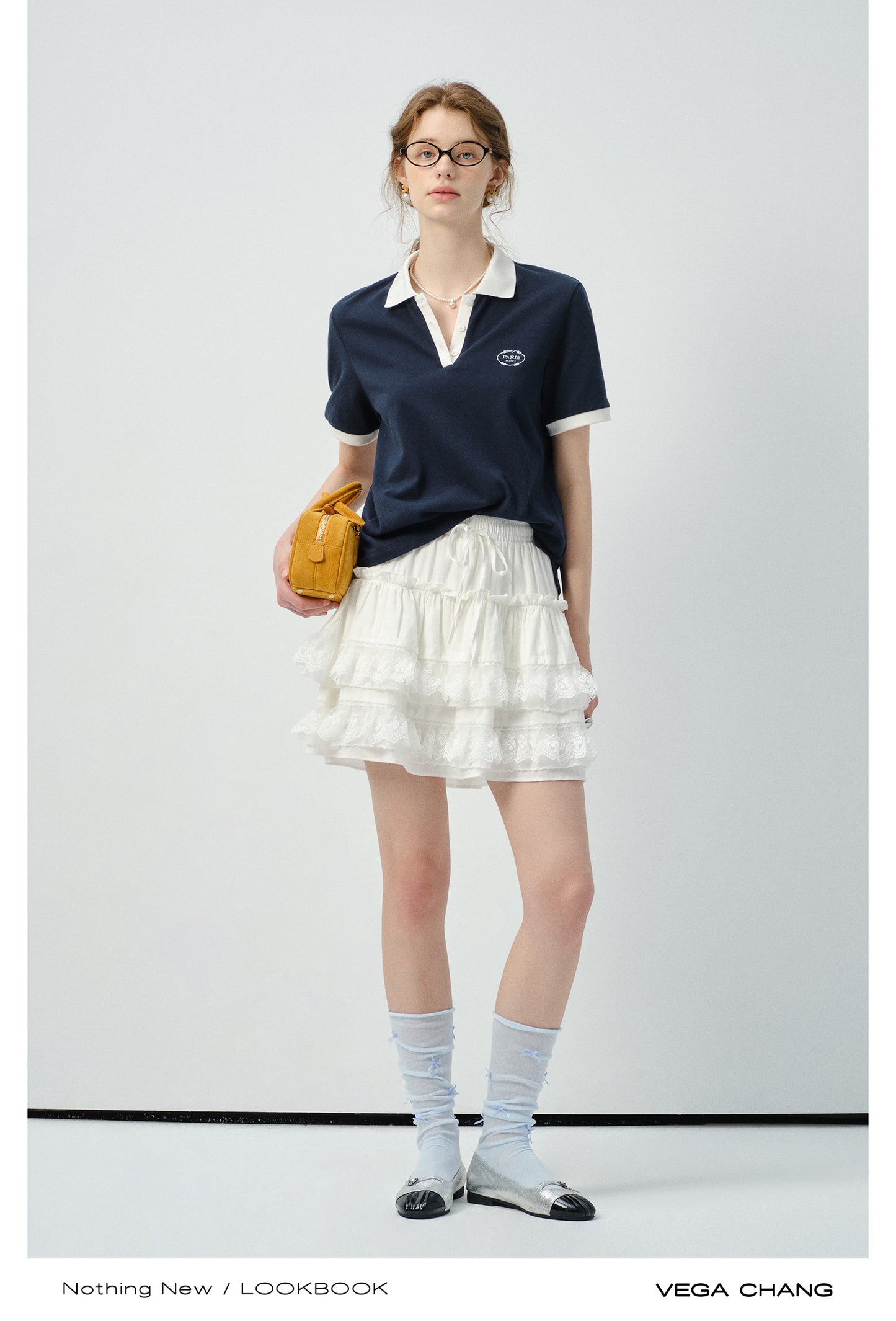 Embroidered Contrast Color Cotton Polo Shirt