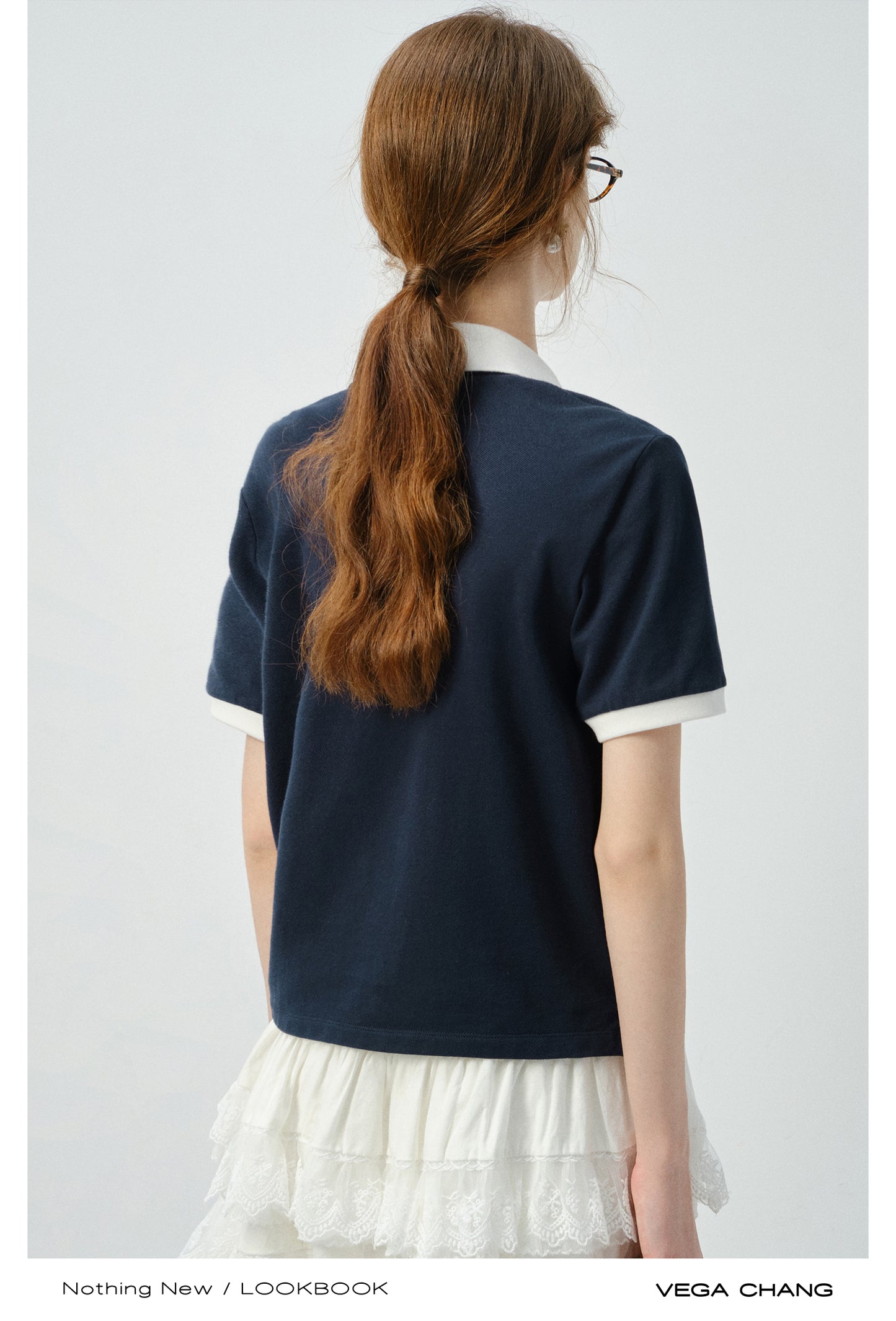 Embroidered Contrast Color Cotton Polo Shirt