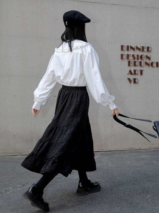 Elastic Waistband Floral Tiered Skirt